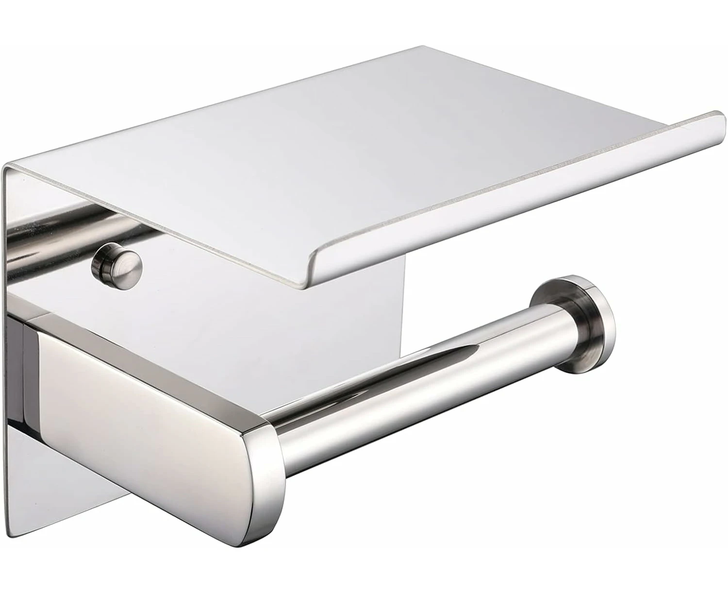 HomeHeng Roll Holder, Stainless Steel SUS 201, Polished Chrome, Modern Hygienic Paper Holder with Telephone Shelf, Bathroom Kitchen Accessory