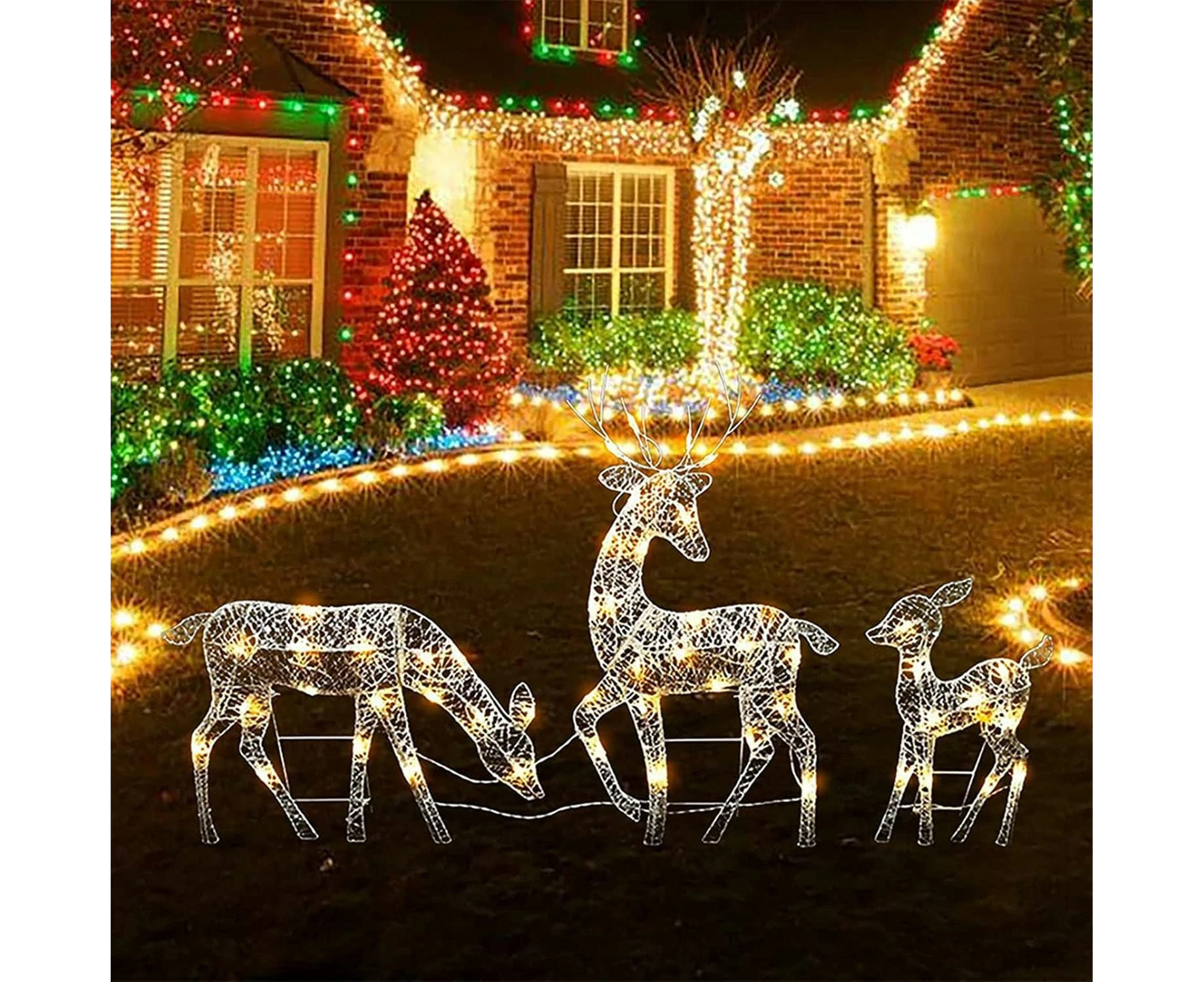 Outdoor Christmas Lighted Reindeer, LED Metal Decoration for Party, Garden, Yard