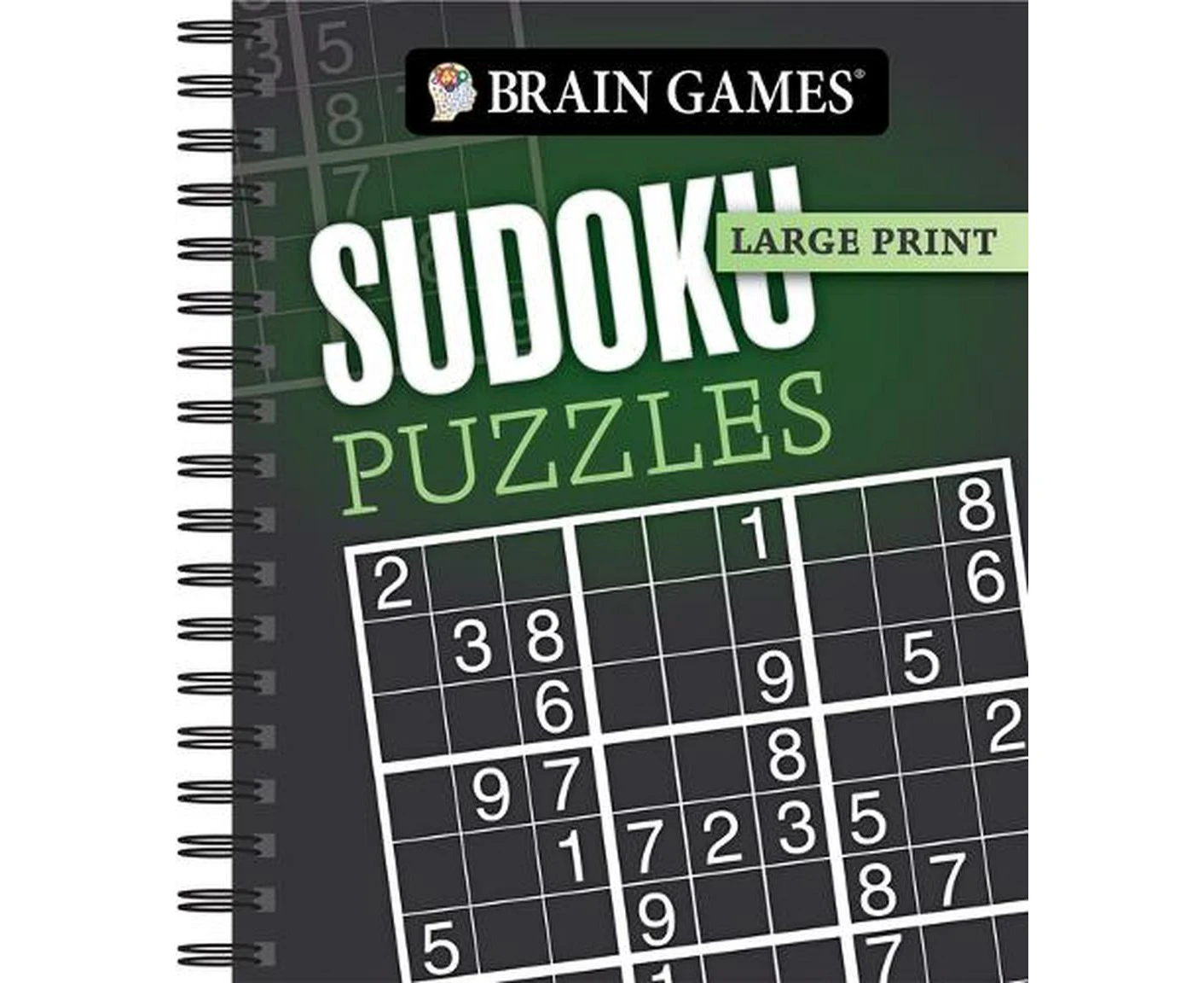 Brain Games - Large Print: Sudoku Puzzles (Dark Gray)