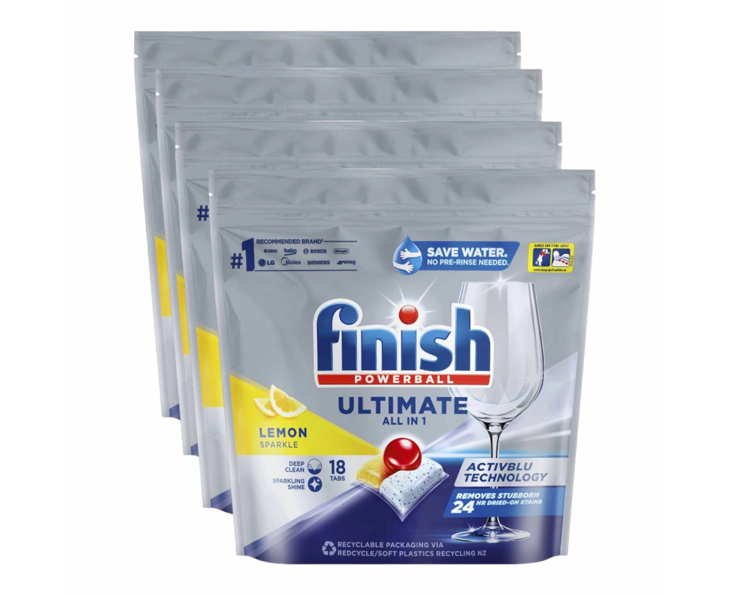 4 Pack Finish Ultimate All In One Lemon Dishwasher Tablets 18 Pack