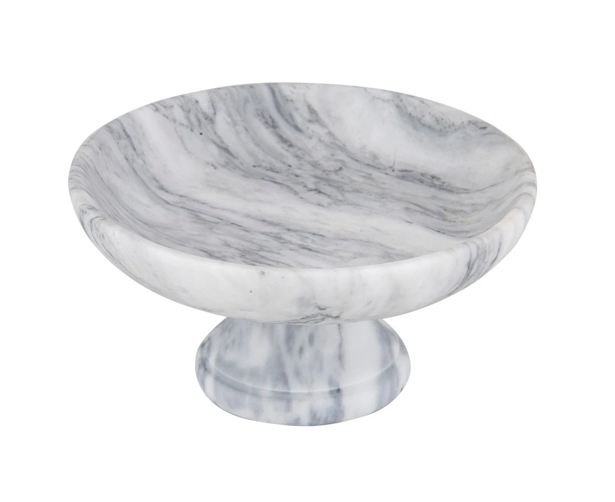 Davis & Waddell Nuvolo Marble Fruit Bowl Storage w/ Stand 25x13cm Round Grey