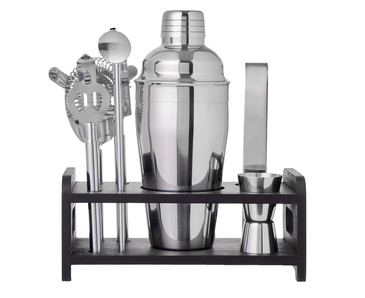 7pc Davis & Waddell Fine Foods Barware Cocktail W/ Stand Set 21cm/500ml Silver