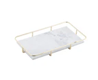 Davis & Waddell Nuvolo Marble Serving Tray w/ Gold Metal Handles 32x18cm Grey