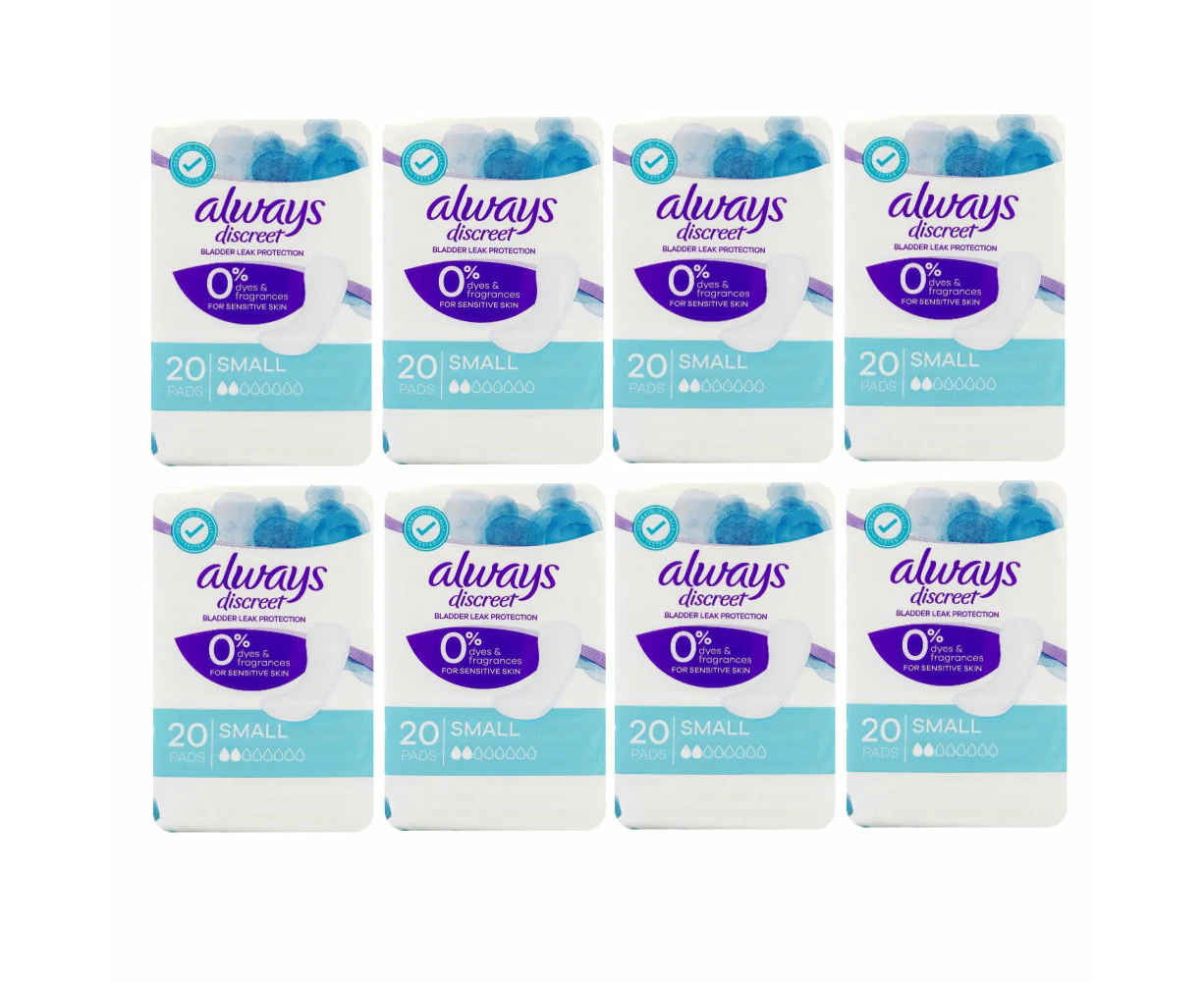 8x Always Small Discreet Bladder Leak Protection 20 per pack