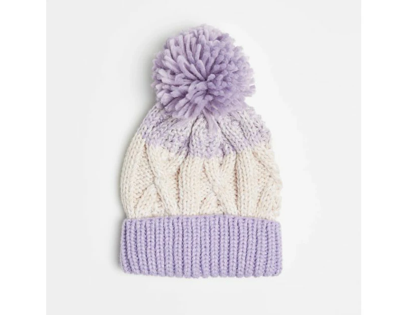 Target Kids Colour Block Cable Knit Beanie - Purple