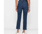 Target Straight High Rise Crop Length Denim Jeans - Blue