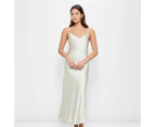 Bias Cut Satin Slip Midi Dress - Lily Loves - White