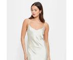 Bias Cut Satin Slip Midi Dress - Lily Loves - White