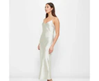 Bias Cut Satin Slip Midi Dress - Lily Loves - White