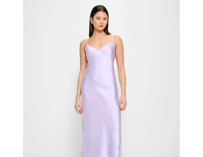 Bias Cut Satin Slip Midi Dress - Lily Loves