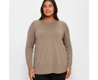 Target Plus Size Curve Hem Knit Jumper - Brown