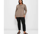 Target Plus Size Curve Hem Knit Jumper - Brown