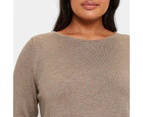 Target Plus Size Curve Hem Knit Jumper - Brown