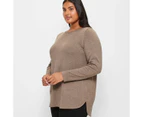 Target Plus Size Curve Hem Knit Jumper - Brown