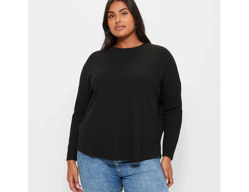 Target Plus Size Textured High Low Top - Black