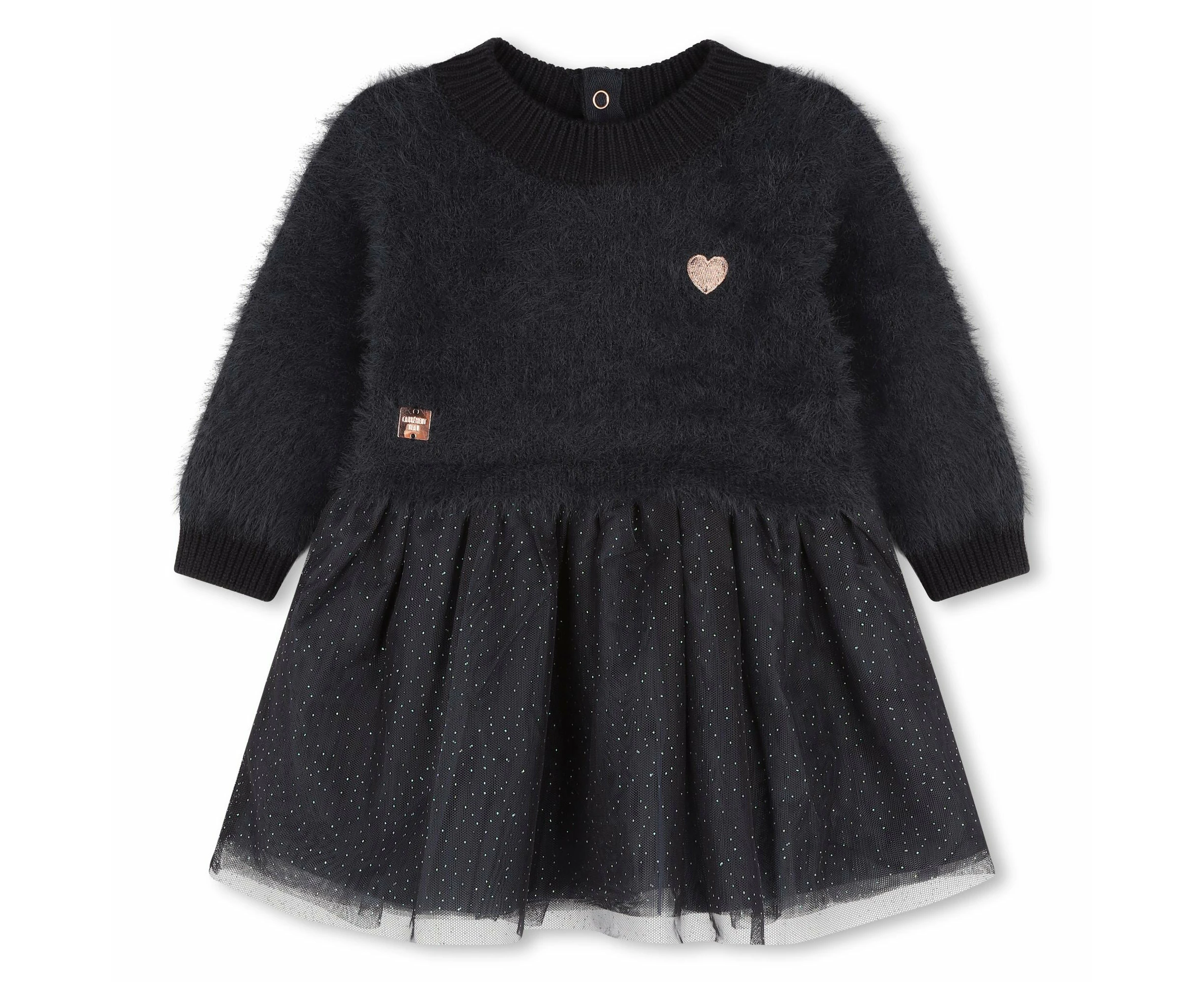 Carrement Beau Navy Knit Tulle Dress