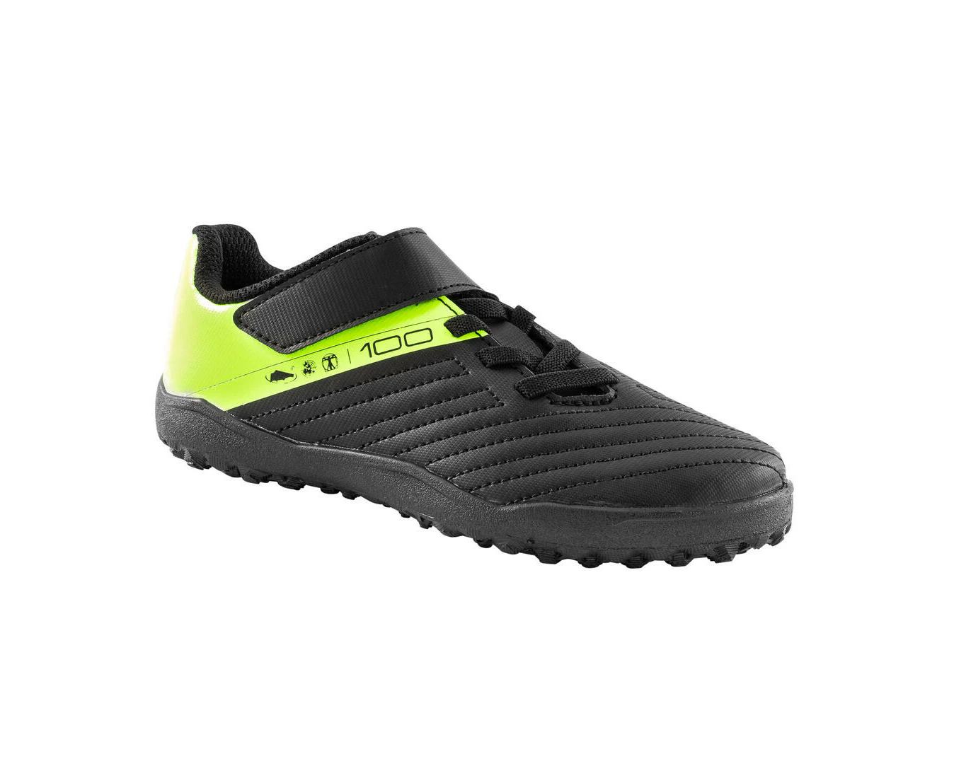 DECATHLON KIPSTA Kids' Rip-Tab Turf Football Boots 100 Easy TF - Black/Yellow