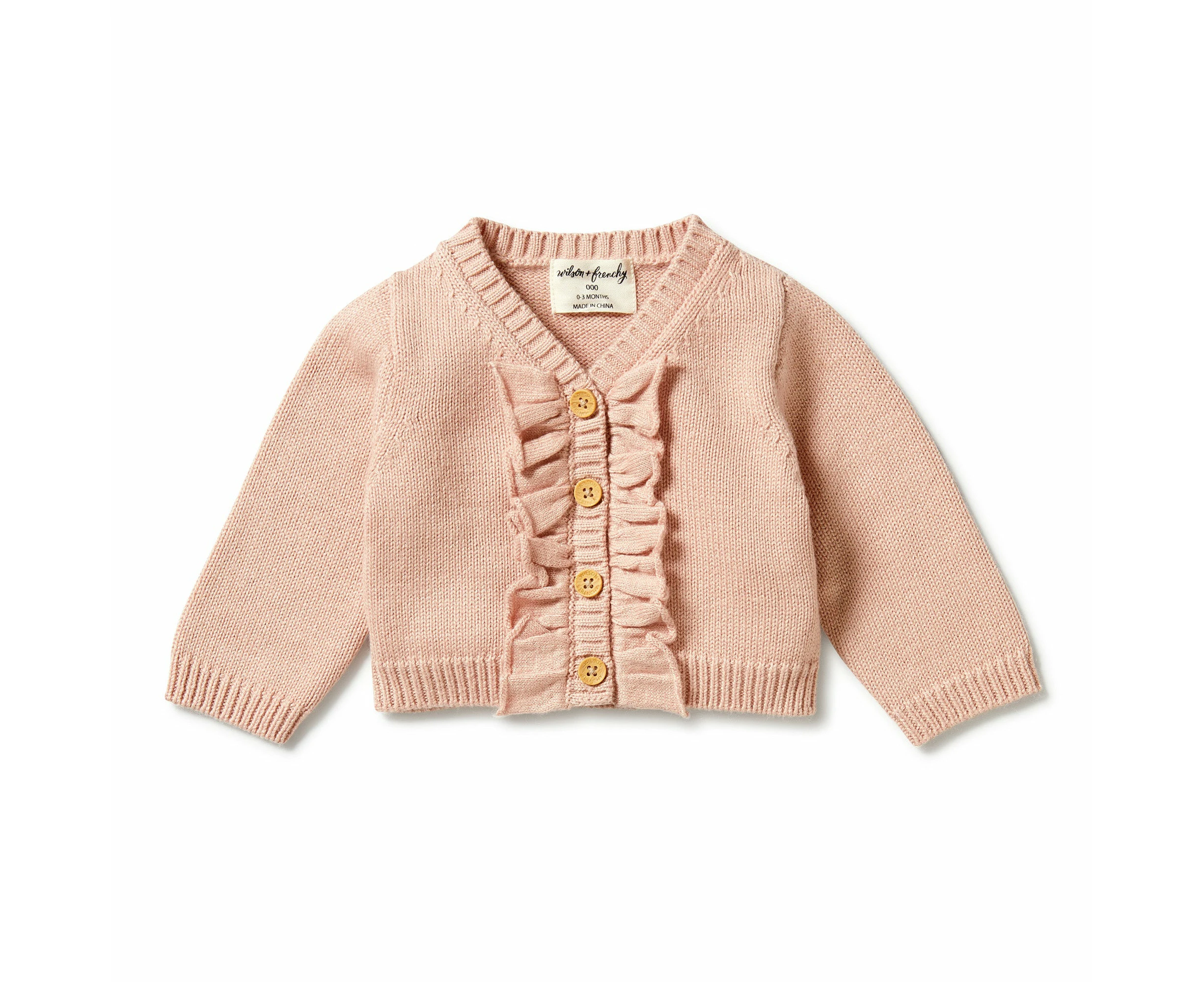 Wilson and Frenchy Knitted Ruffle Cardigan - Rose