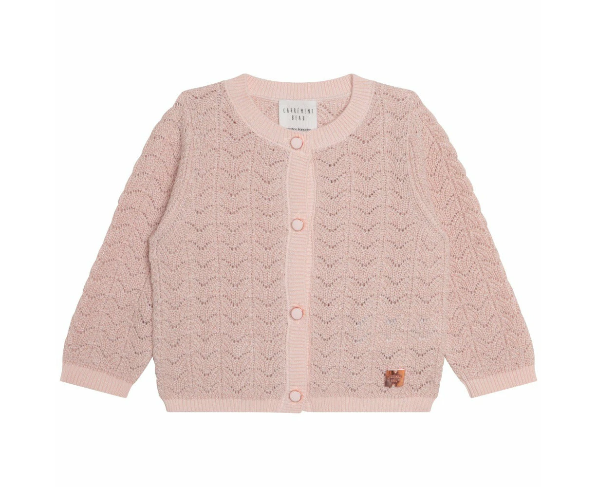 Carrement Beau Pink Metallic Yarn Knitted Cardigan