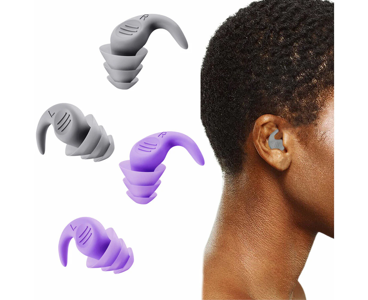 2 Pairs of Sleep Noise Reduction Ear Plugs Reusable Silicone Sleeping Snoring Ear Plugs-Style 2