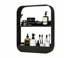 2-Tier Punch-Free Bathroom Wall Rack Wall-Mounted Cosmetics Storage Rack Hanging Shelves Black