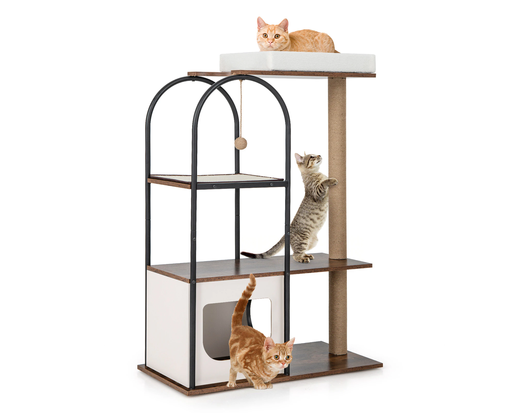 Cat Tree Tower Cat Climbing Furniture w/Scratching Posts Kitty Activity Center Indoor Cat Condo House White