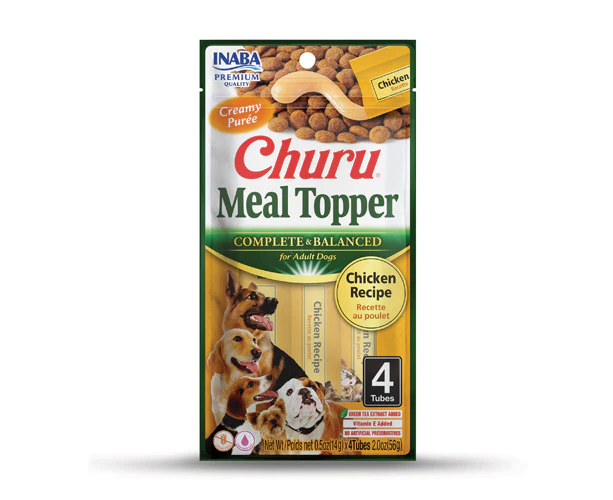 INABA 56 Gram 4 Tubes of Chicken Churu Meal Topper for Dogs