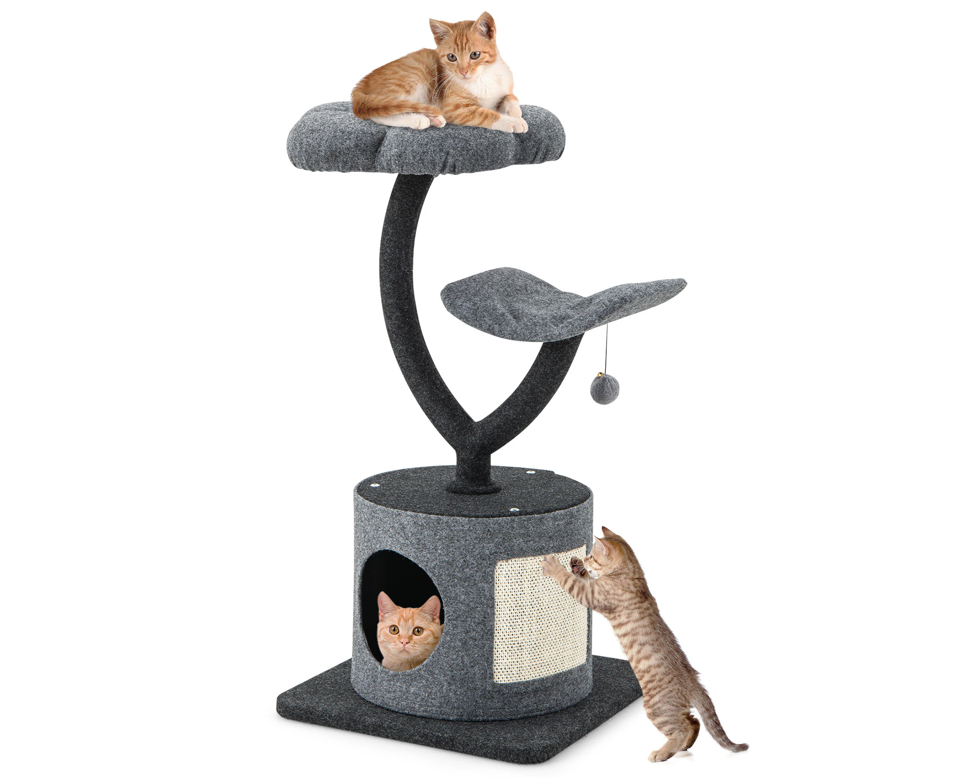 Cat Tree Tower 3-Tier Indoor Cat House Kitty Activity Center w/Scratching Board & Jingling Ball