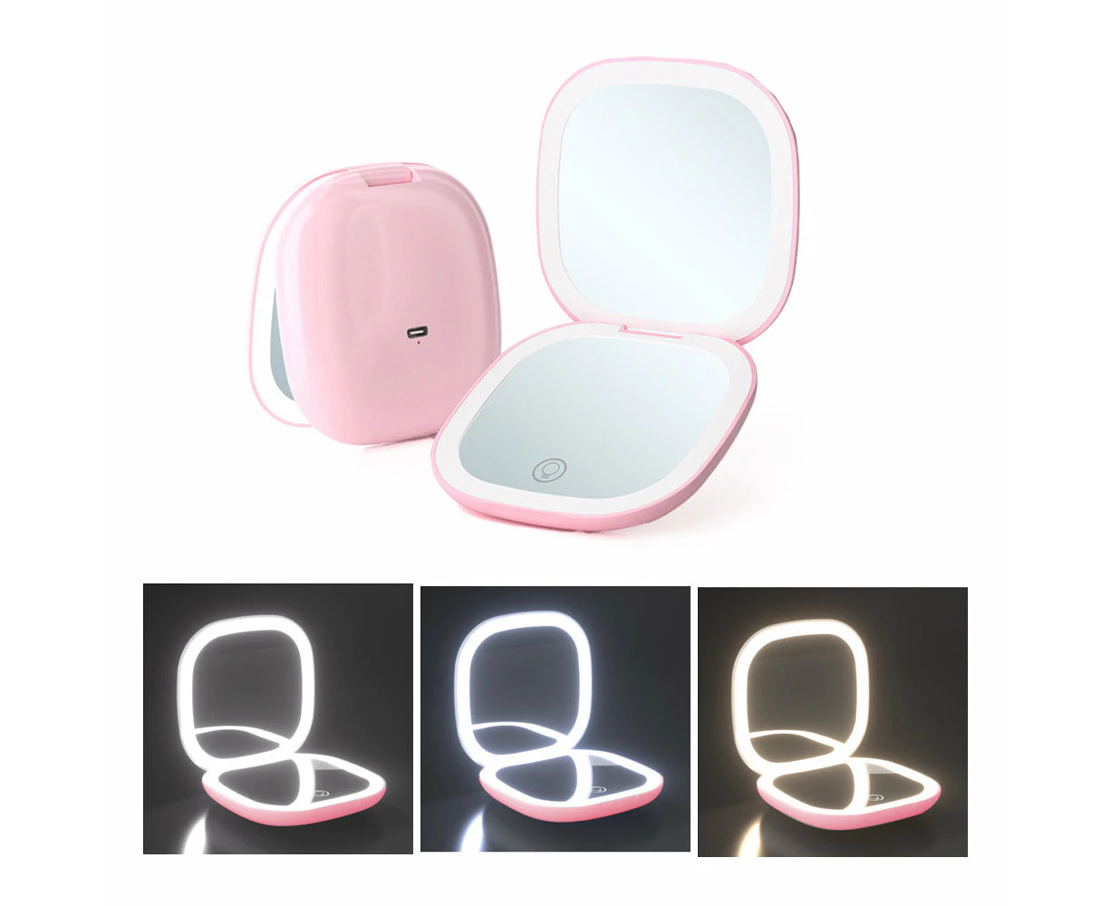 10X Magnifying Lighted Makeup Mirror Dimmable Double Sided Cosmetic Mirror Portable Pink