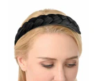 Set of 2 Pcs Headband Braided Hair Plaited Headband with Teeth for Women Girl Black