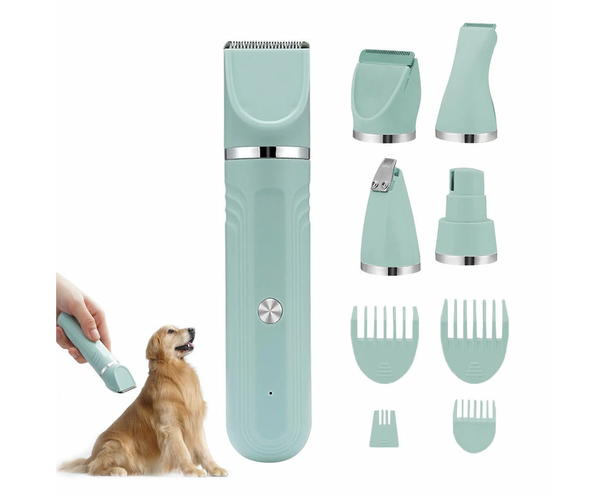 4-in-1 Dog Hair Clipper Dog Paw Trimmer Dog Grooming Kit Green