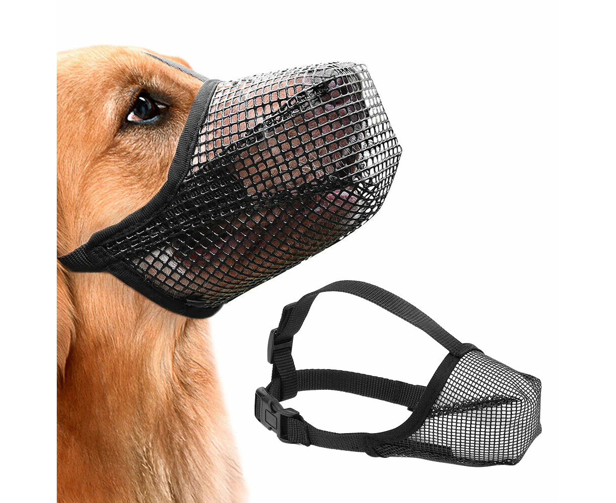 Soft Mesh Covered Dog Muzzle with Adjustable Straps Anti-Biting Breathable Pet Muzzle S