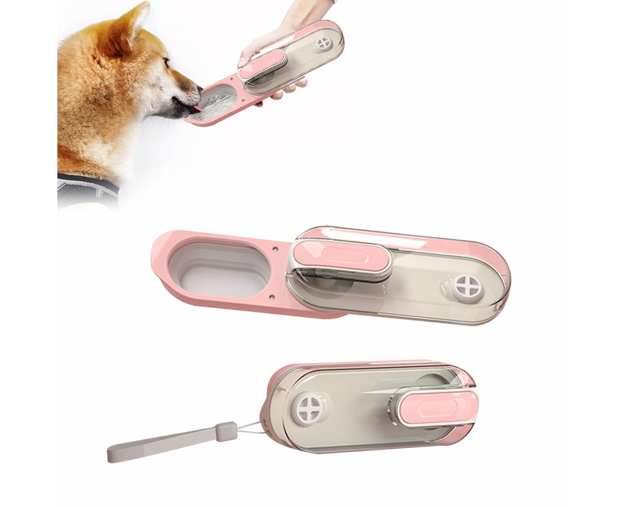 350ml Foldable Pet Dog Water Bottle Leak-proof Water Feeder for Travel Walking Hiking Pink