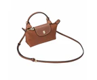 PU Leather Shoulder Strap for Crossbody Bags Genuine Leather Hang Buckle for Longchamp Mini Bag Brown