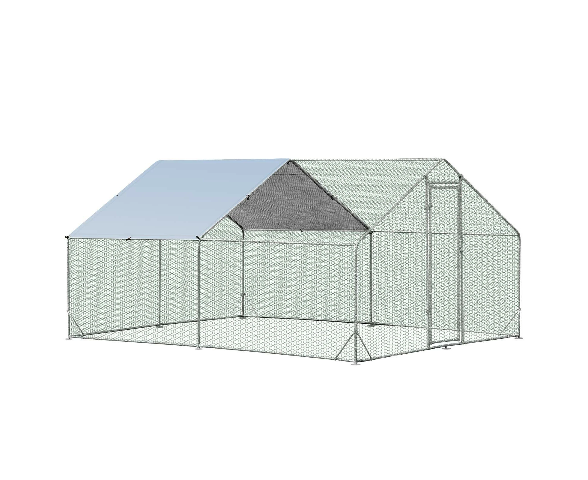 4 x 3m Chicken Coop Cage Galvanized Metal Hen House Run Rabbits Hutch w/Waterproof Cover