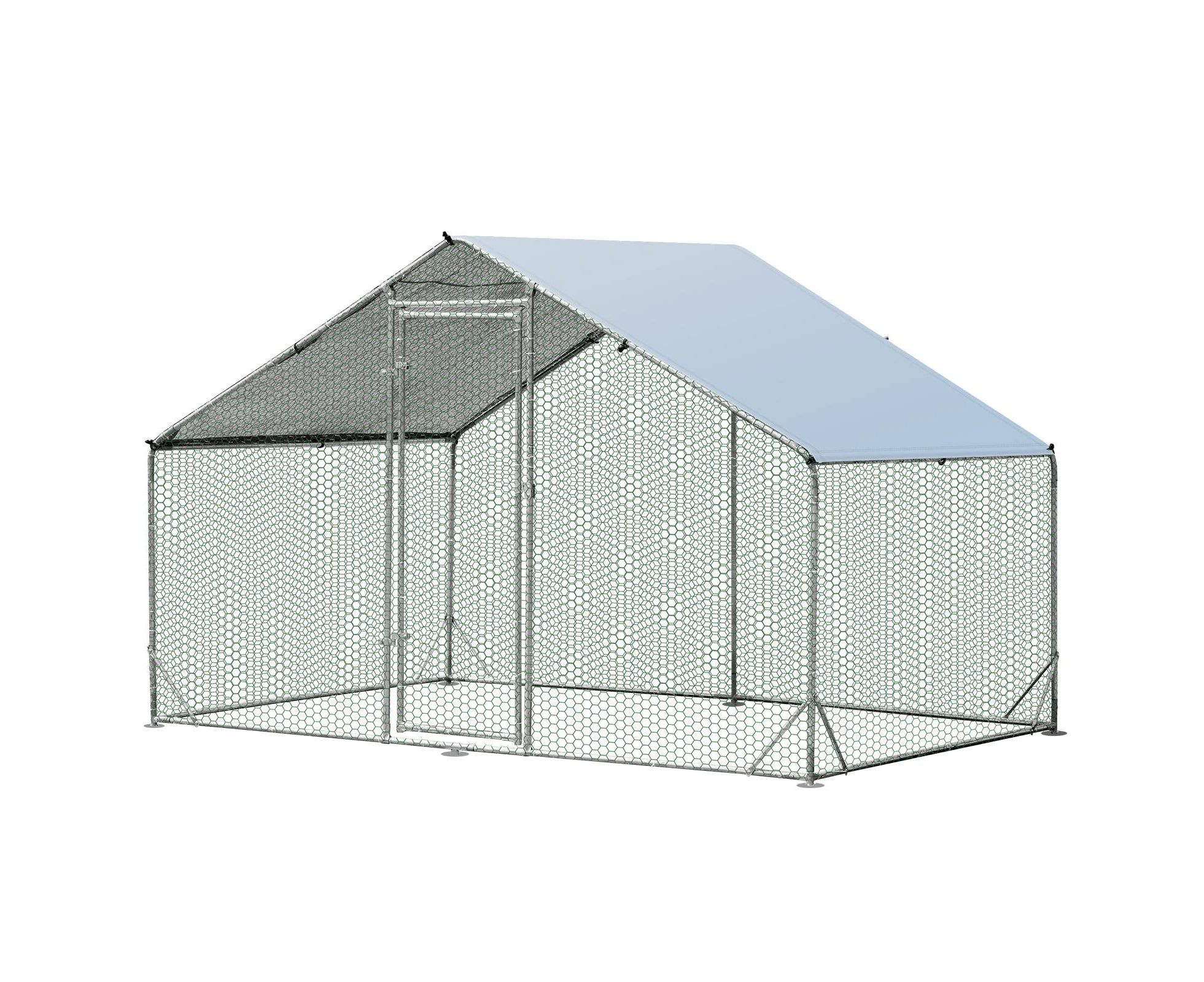 2 x 3m Chicken Coop Cage Galvanized Metal Hen House Run Rabbits Hutch w/Waterproof Cover