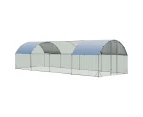 7.6 x 2.8m Chicken Coop Galvanized Steel Rabbit Hutch w/Dome Shaped & Waterproof Cover Walk in Poultry Cage