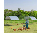 7.6 x 2.8m Chicken Coop Galvanized Steel Rabbit Hutch w/Dome Shaped & Waterproof Cover Walk in Poultry Cage