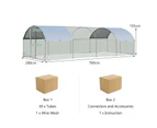 7.6 x 2.8m Chicken Coop Galvanized Steel Rabbit Hutch w/Dome Shaped & Waterproof Cover Walk in Poultry Cage