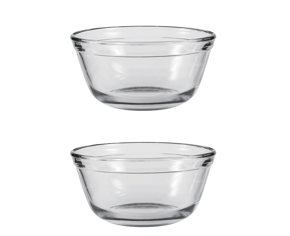 2x Anchor Hocking 17cm/1L Glass Mixing Bowl Original Stirring Serving Dish Clear