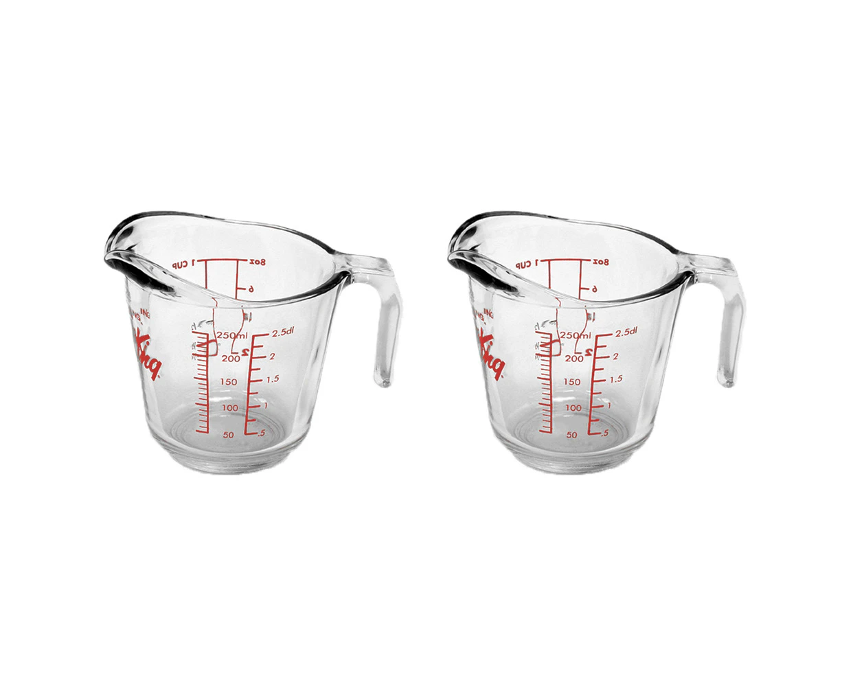 2x Anchor Hocking 250ml/1-Cup Glass Measuring Jug Kitchen Baking Cup Small Clear