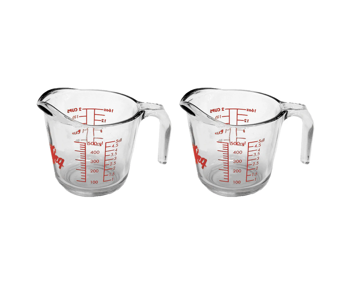 2x Anchor Hocking 500ml/2-Cup Glass Measuring Jug Kitchen Baking Cup Medium CLR