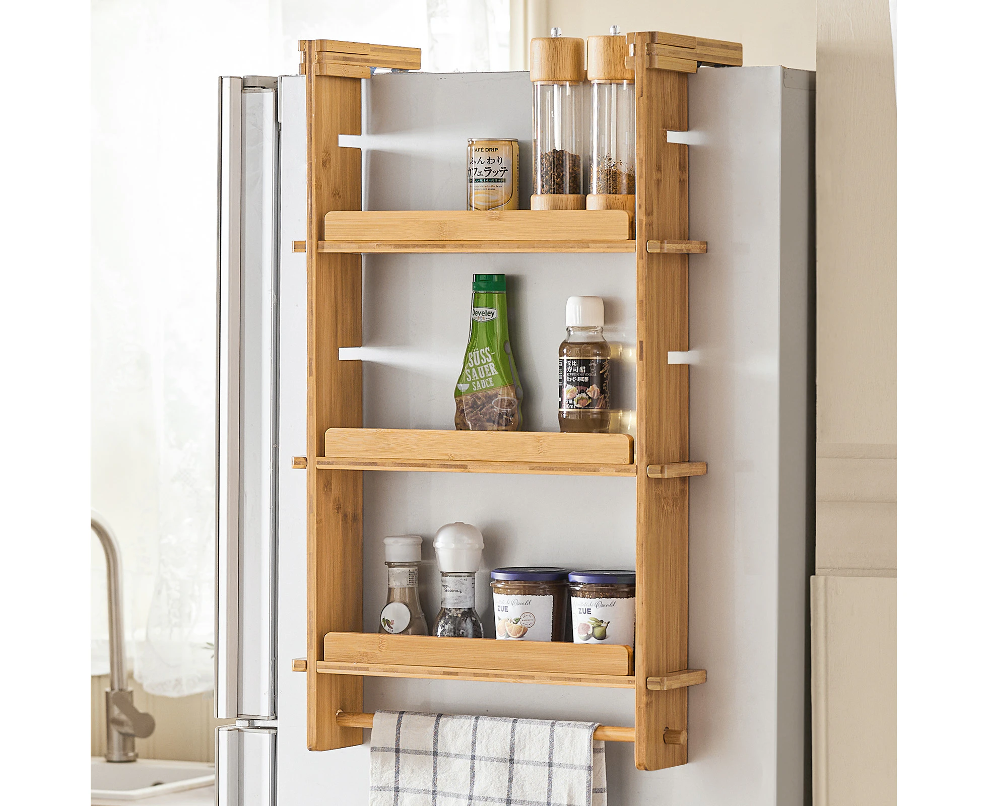 Adjustable Kitchen Spice Jars Hanging Storage Racks Shelf