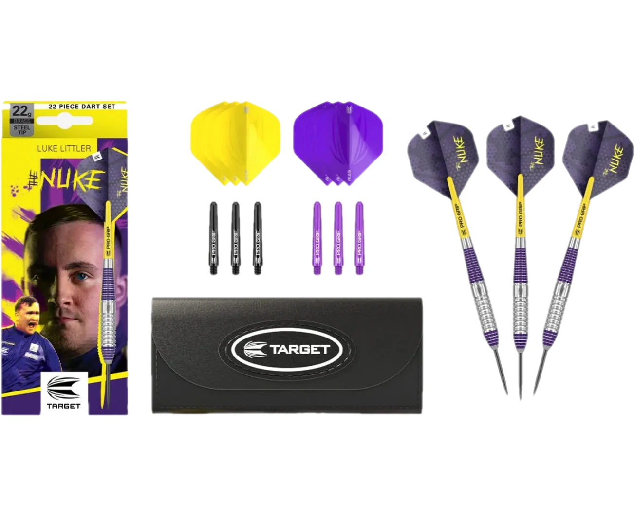 Target Luke The Nuke Littler Brass 22 Gram Steel Tip Darts Set