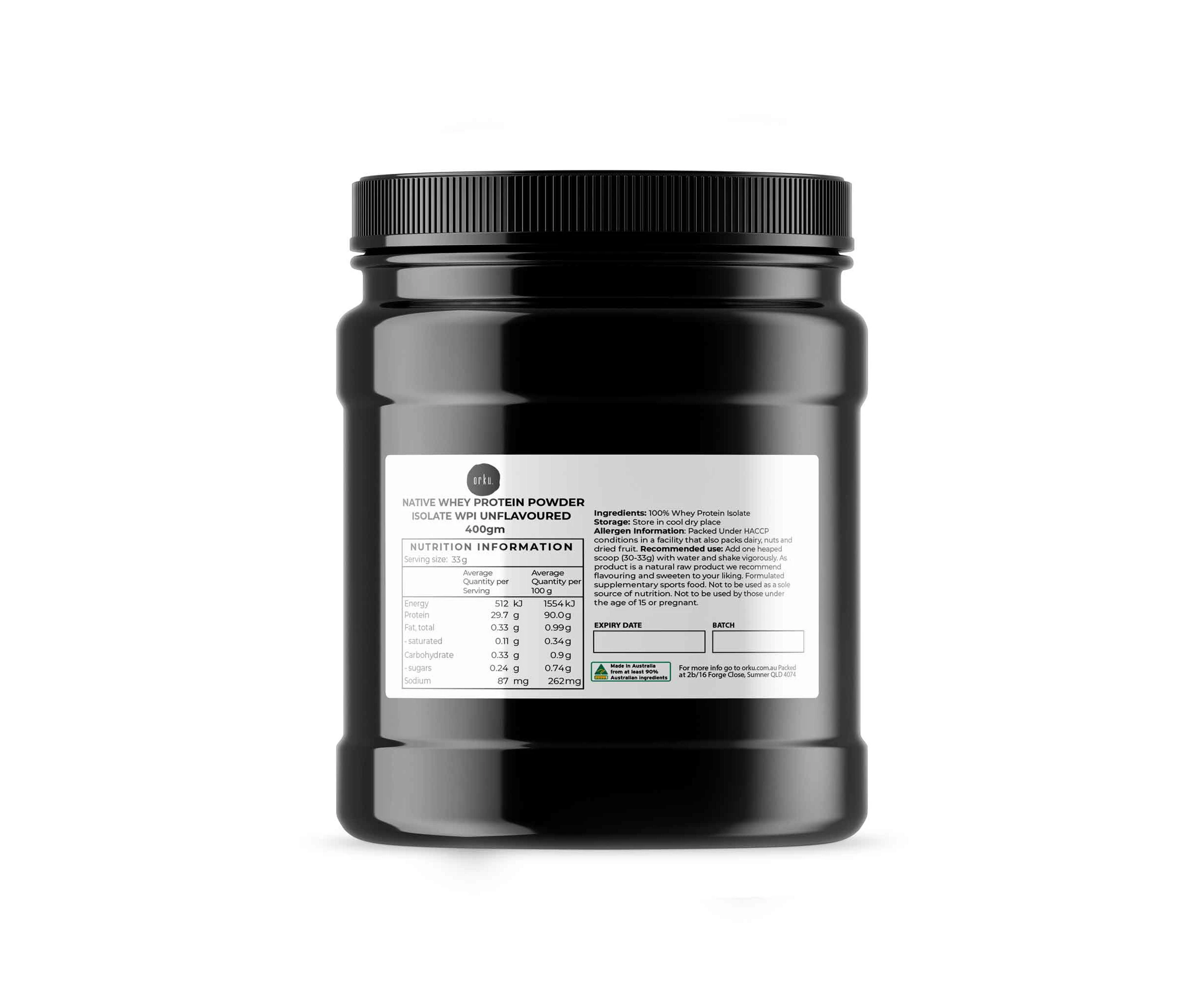 Whey Protein Isolate Powder - Native Unflavoured Shake WPI Supplement Jar