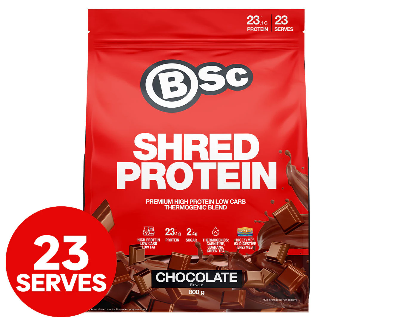 BSc Shred Protein Powder Chocolate 800g / 23 Serves