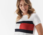 Tommy Hilfiger Women's Charlie Colourblock Tee / T-Shirt / Tshirt - Optic White