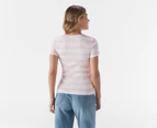 Tommy Hilfiger Women's Faye Short Sleeve Crewneck Fave Tee / T-Shirt / Tshirt - Pastel Pink/Multi