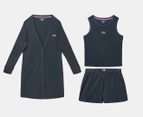 Tommy Hilfiger Women's 3-Piece Tank, Shorts & Cardigan PJ Set - Navy Blazer