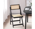 Artiss Dining Chair Wooden Rattan Foldable Black